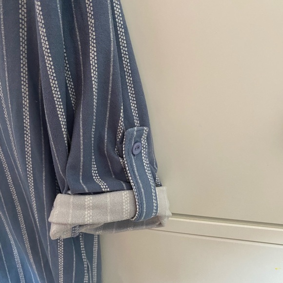 Ardene Soft Blue Stripe Button Top - Picture 2 of 3